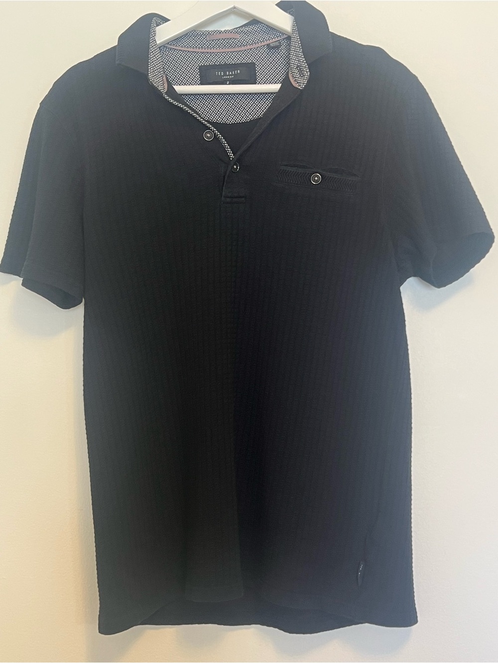 Ted Baker Black Ribbed Polo Shirt | Men’s Designer Short Sleeve Polo